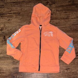 Old Navy Orange Hoodie with Blue Graphics